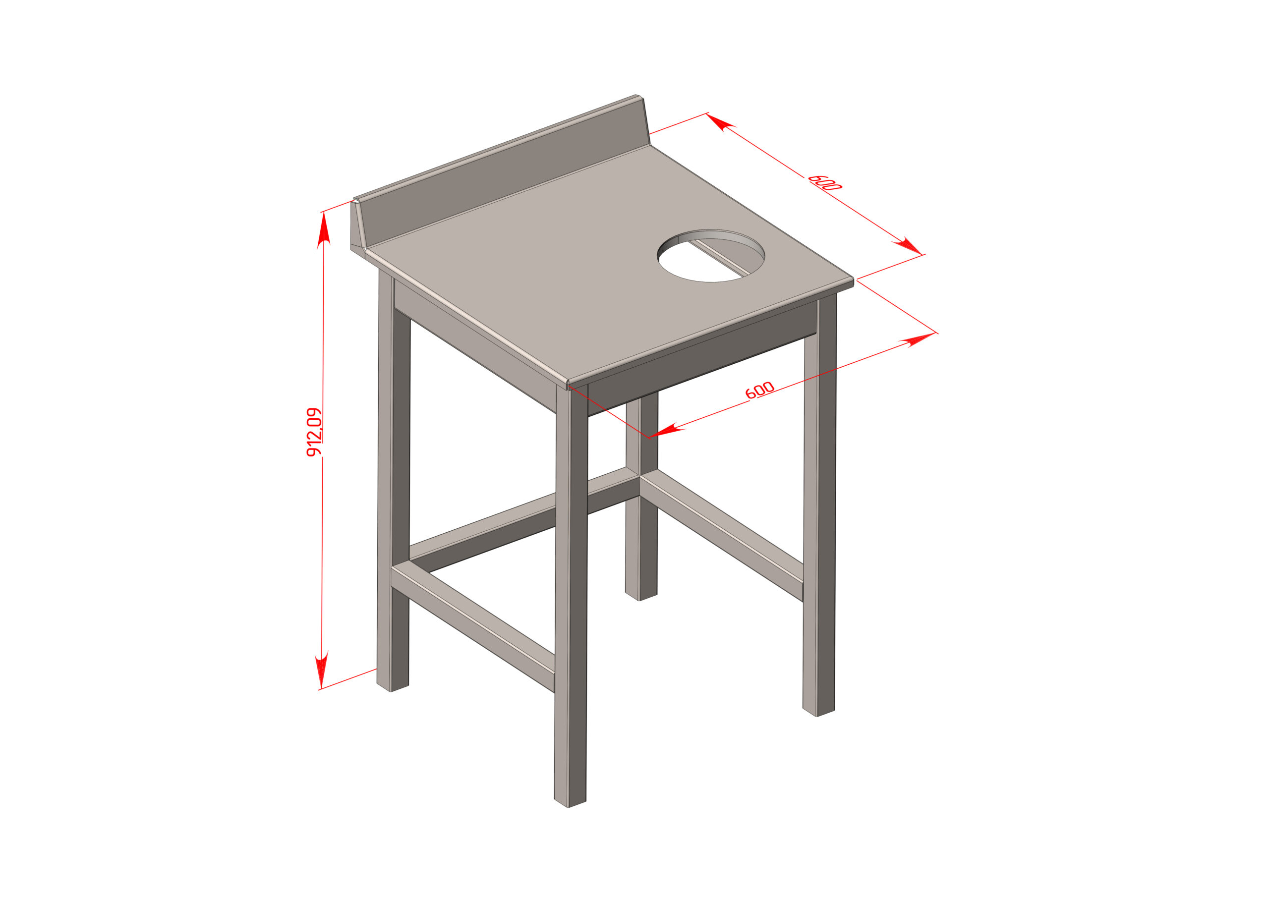 3D модель Стол разделочный с отверстием