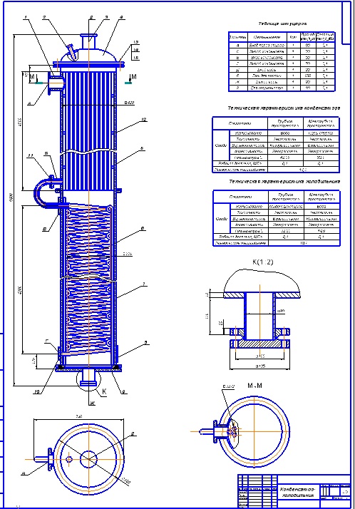 Чертеж Расчет и проектирование конденсатор-холодильника