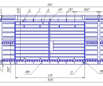 Чертеж Чертеж боковой стенки грузового вагона
