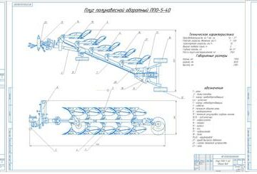 Чертеж Совершенствование технологического процесса вспашки с модернизацией плуга ППО-5-40