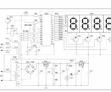 Чертеж Схема електрическая принципиальная реле времени на ATmega8 + ПЭ