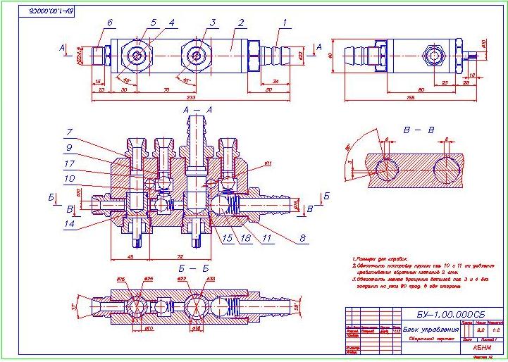 Чертеж БУ-1.00.000СБ Блок управления