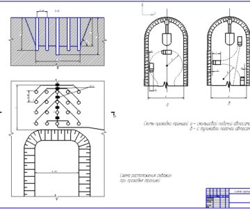Чертеж Схема проходки траншеи и схема расположения скважин при проходке траншей