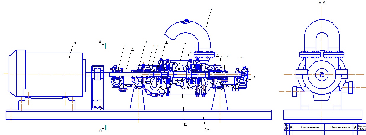 Чертеж Сборочный чертеж насоса 4Н 5х4