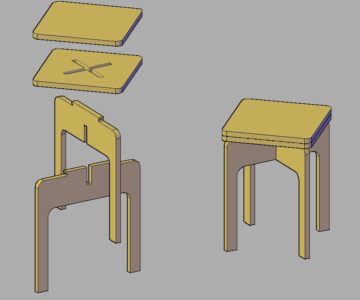 3D модель Табурет из фанеры Twist-cub