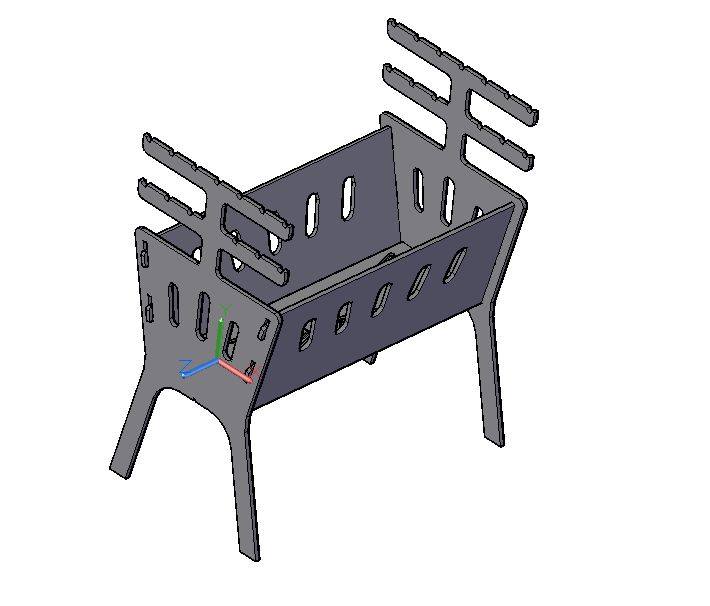 3D модель шашлычница 555х495х290 разборная