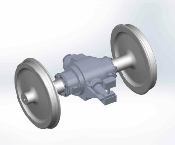 3D модель Колесная пара локомотива с редуктором