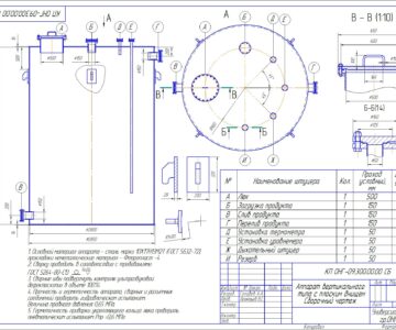 Чертеж Конструирование и расчет цельносварного емкостного аппарата вертикального типа с приварными плоскими днищами