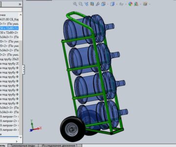 3D модель Тележка двухколёсная ТДВ-4 (4 бутыля 19 л)