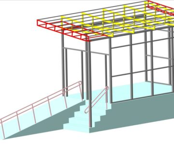 3D модель Каркас навеса, с перильным ограждением для ступеней и пандуса