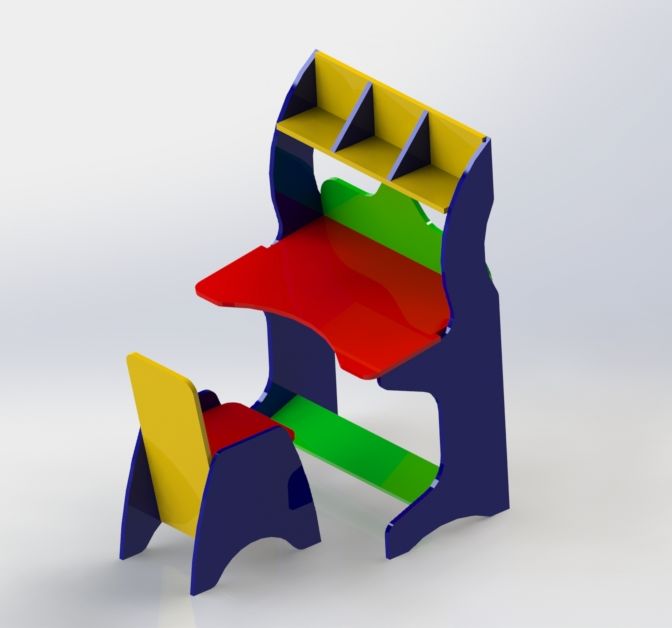 3D модель Детский стол со стулом