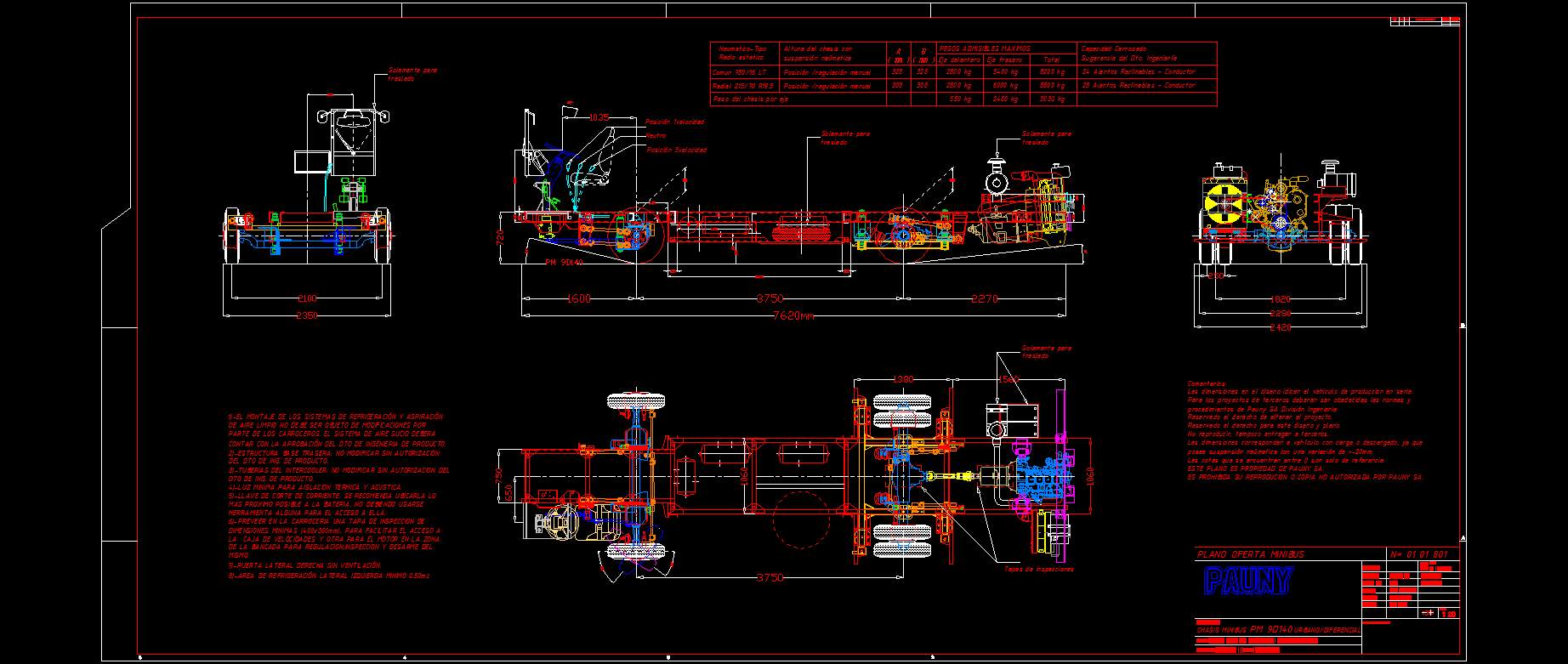 Чертеж Шасси микроавтобуса PM 9D140