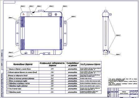 Чертеж Ремонтный чертеж радиатора