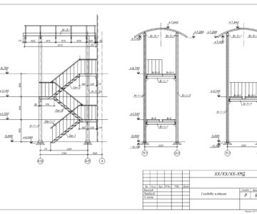 Чертеж Лестничная клетка металлическая с навесом (КМД)