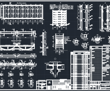 Чертеж Проектирование железобетонных конструкций многоэтажного здания. - 64.0х17.4 м