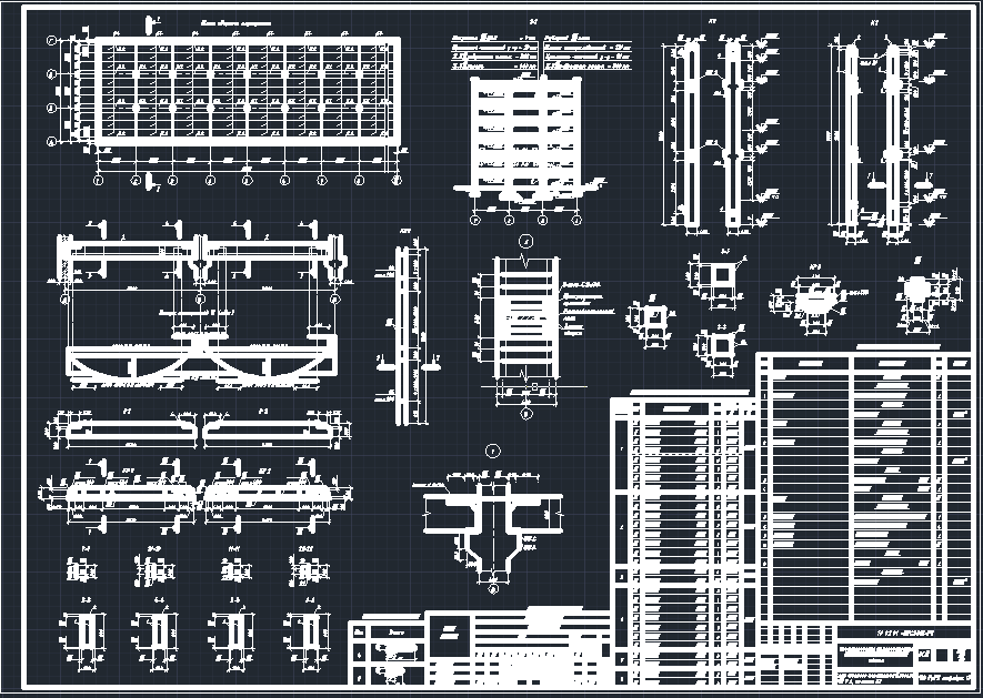 Чертеж Проектирование железобетонных конструкций многоэтажного здания. - 64.0х17.4 м