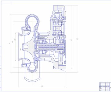 Чертеж Чертеж радиально-осевой турбины системы наддува дизельного двигателя