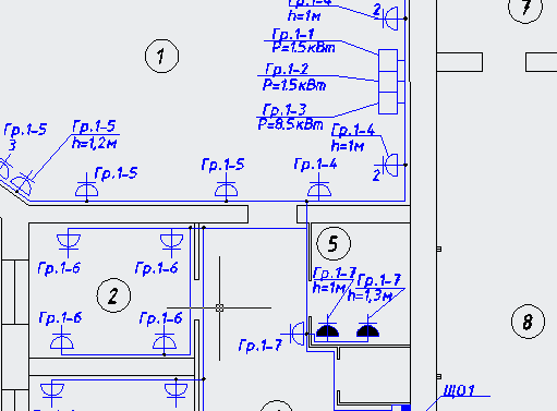Чертеж проект розеточной и осветительной сети жилого дома раздел ЭОМ
