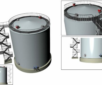 3D модель Резервуар вертикальный стальной РВС-2000 НЕСТАНДАРТНЫЙ (!) с лестницей