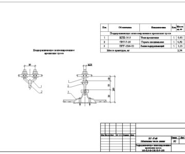 Чертеж Поддерживающее неизолированное крепление троса МЗ-8,0-В-ОЖ-Н-Р-190 (ВЛ-35кВ)