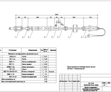 Чертеж Натяжное изолированное с полимерным изолятором крепление троса МЗ-8,0-В-ОЖ-Н-Р-190 (ВЛ-35кВ)