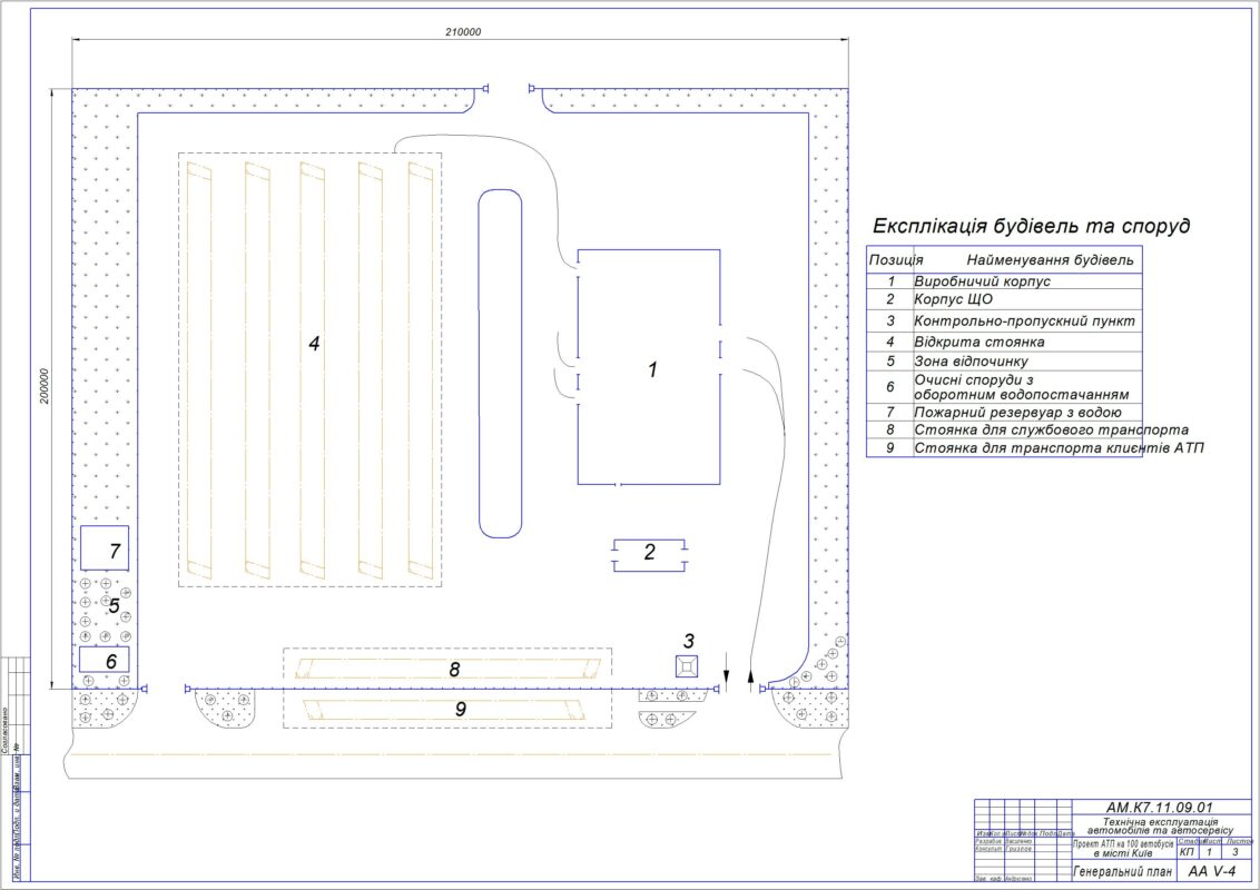 Чертеж Проект пассажирского АТП в г. Киев
