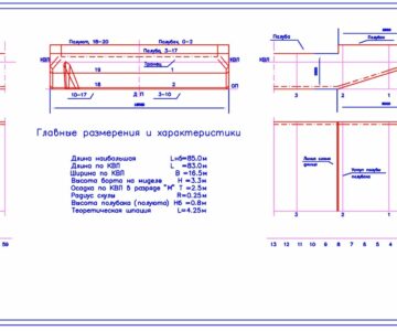 Чертеж Теоретический чертеж корпуса баржи-площадки проекта №16801