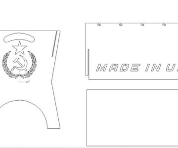 Чертеж Мангал Серп и молот. Габариты 500х320х400. DWG файл для лазера. Боковины гнуться под 100градусов, длинна полки 22мм