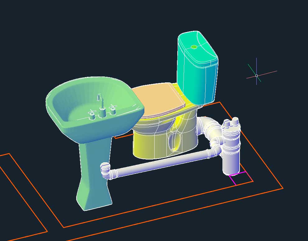 3D модель Унитаз подключение ПВХ