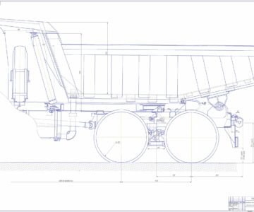 Чертеж Компоновочная схема грузовой платформы  автомобиля самосвала КрАЗ 256Б