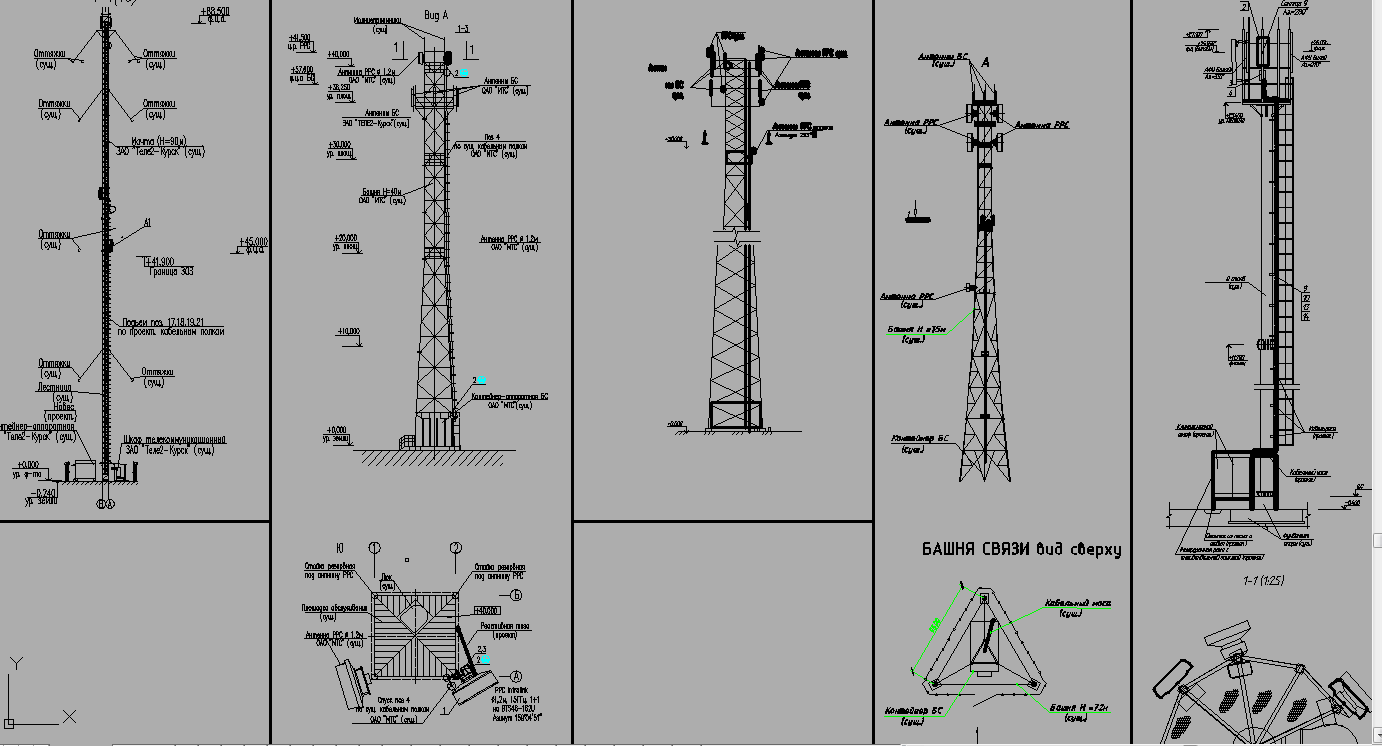 Чертеж Шаблоны башен сотовой связи