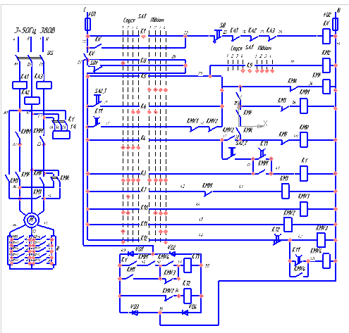 Чертеж Проект автоматизации установки управления электродвигателем подъема крана с помощью командоконтроллера ТСА