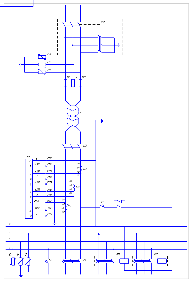 Чертеж Схема мачтовой трансформаторной подстанции 160 кВт