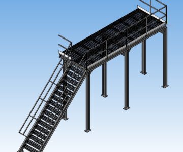 3D модель Площадка обслуживания с лестницей наклонной 45 градусов, высотой 3 метра