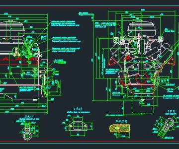 Чертеж Габаритный чертеж двигателя ЯМЗ 238M2