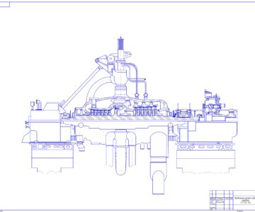 Чертеж Продольный разрез турбины Пт-135-140