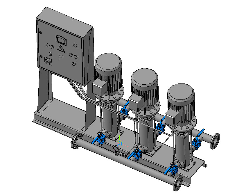 3D модель Насосная станция на базе 3-х насосов DP-PUMP DPV 15-9