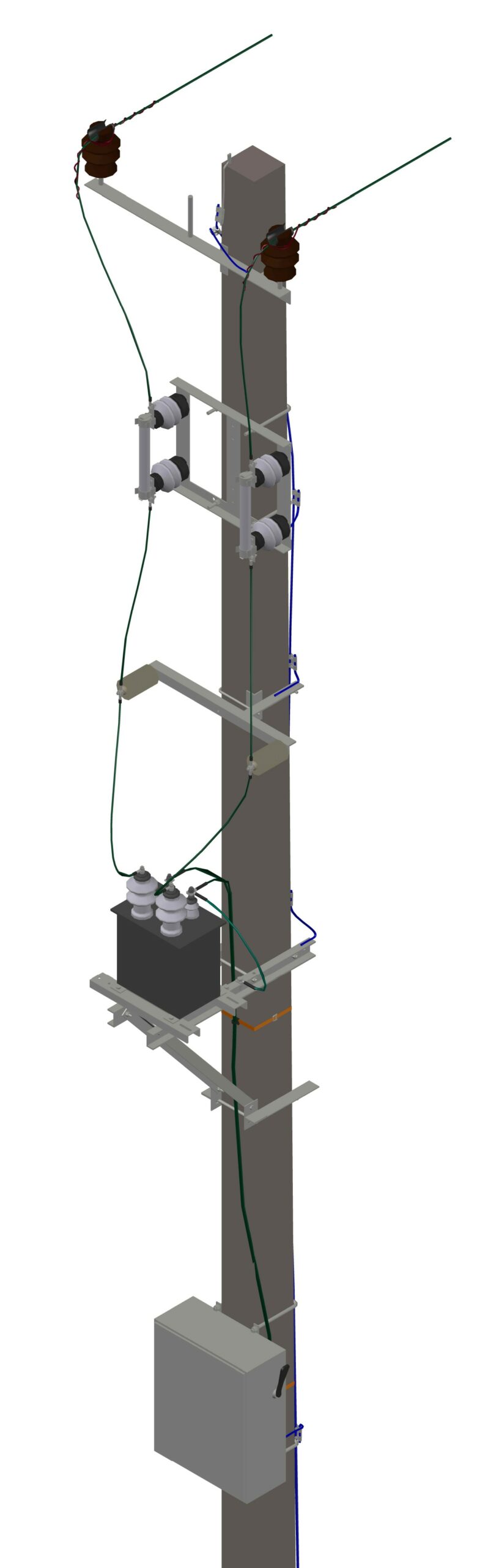 3D модель Столбовая ТП 10/0,23 кВ на стойке СВ-105