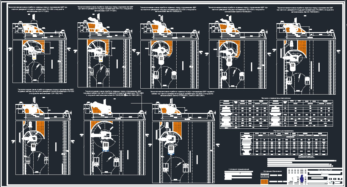 Чертеж Технологические схемы отработки пород экскаватором