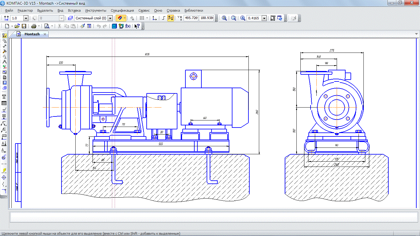 Чертеж Центробежный насос 1К20/30