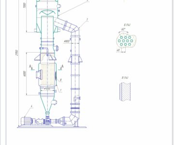Чертеж Расчет и проектирование трехкорпусной прямоточной выпарной установки с принудительной циркуляцией, сосной греющей камерой и вынесенной зоной кипения