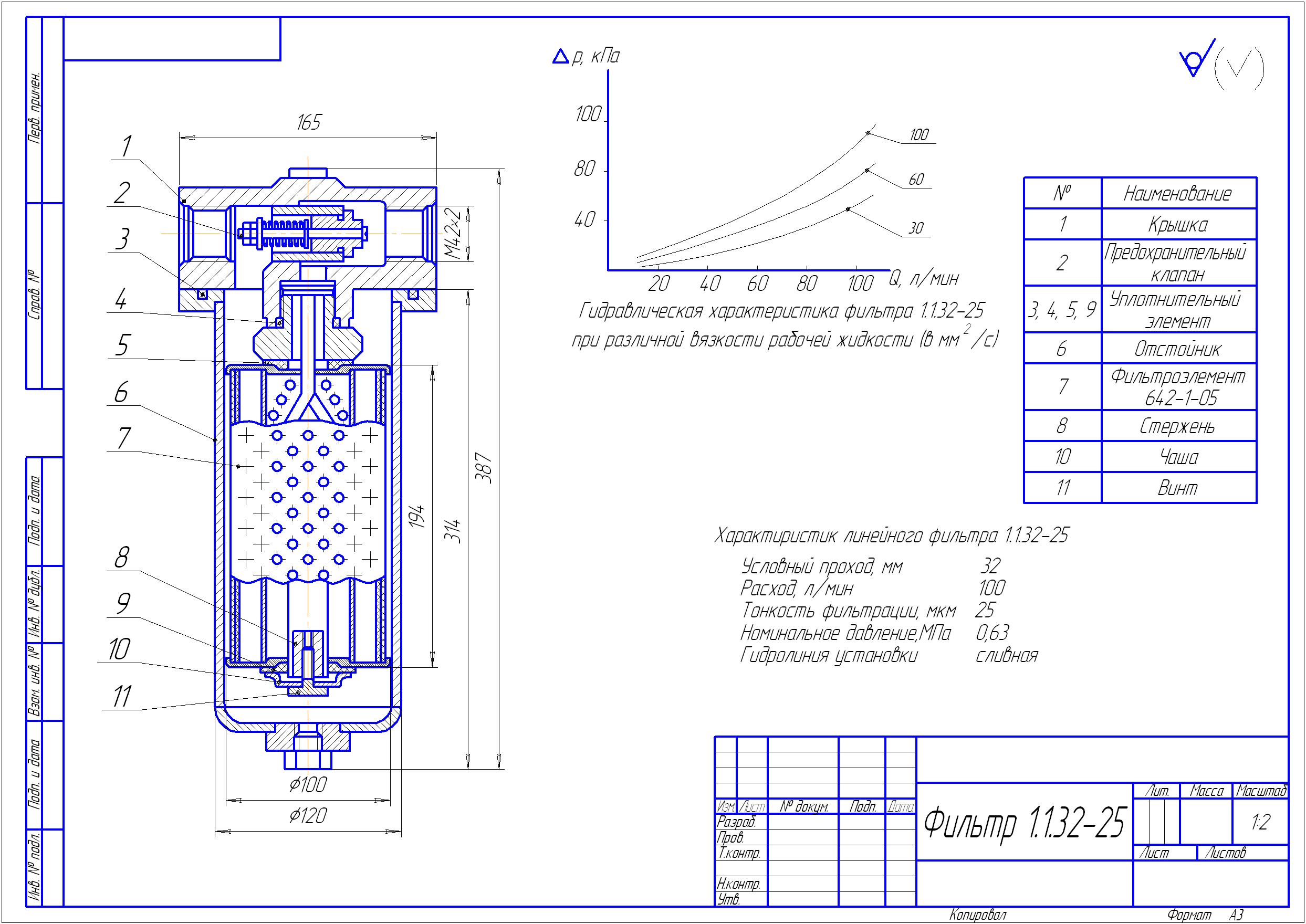 Чертеж Фильтр линейный 1.1.32-25