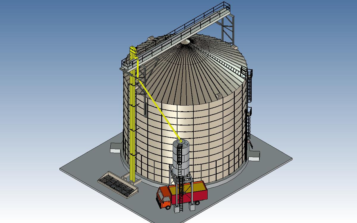 3D модель Комплекс для приемки хранения и отгрузки зерна