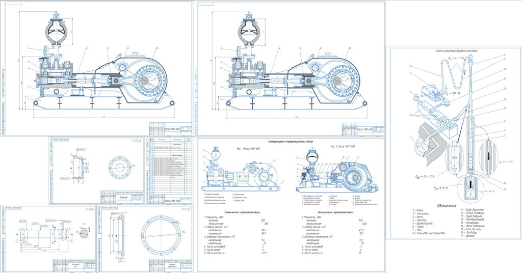 Чертеж Буровой насос У86МА2 (УНБ-600)