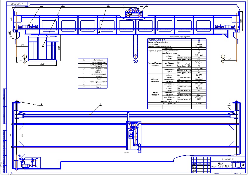 Чертеж Мостовой кран г/п 12,5т