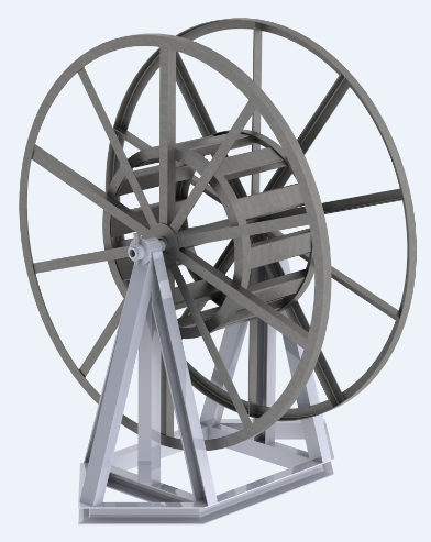 3D модель Стойка для размотки кабельных барабанов + барабан
