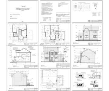 Чертеж Индивидуальный двухэтажный жилой дом с гаражом на одну семью