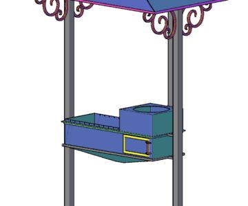 3D модель Мангал с крышей 1300х1000х2400