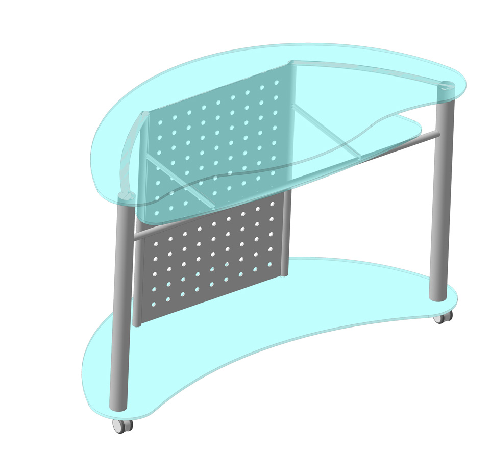3D модель Стол компьютерный стеклянный