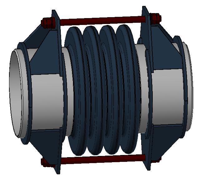 3D модель Компенсатор осевой 4-х линзовый со стяжками Ду500
